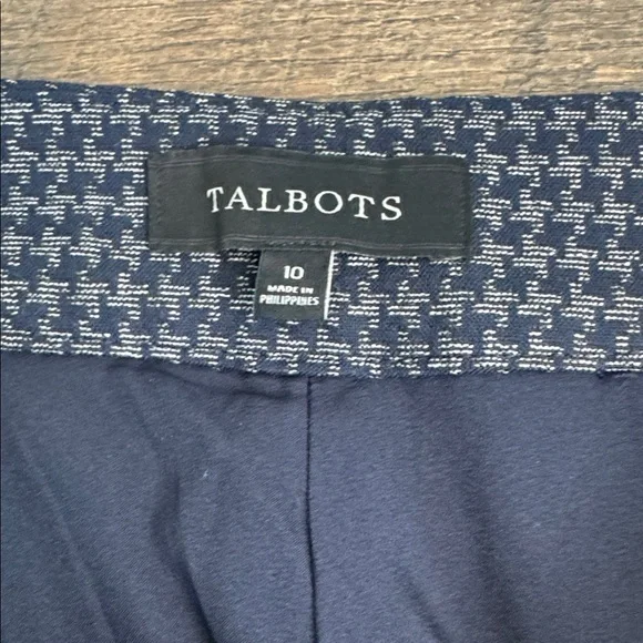 Talbots Women’s Houndstooth Ankle Pants Straight Leg Navy Size‎ 10 - Picture 2 of 7